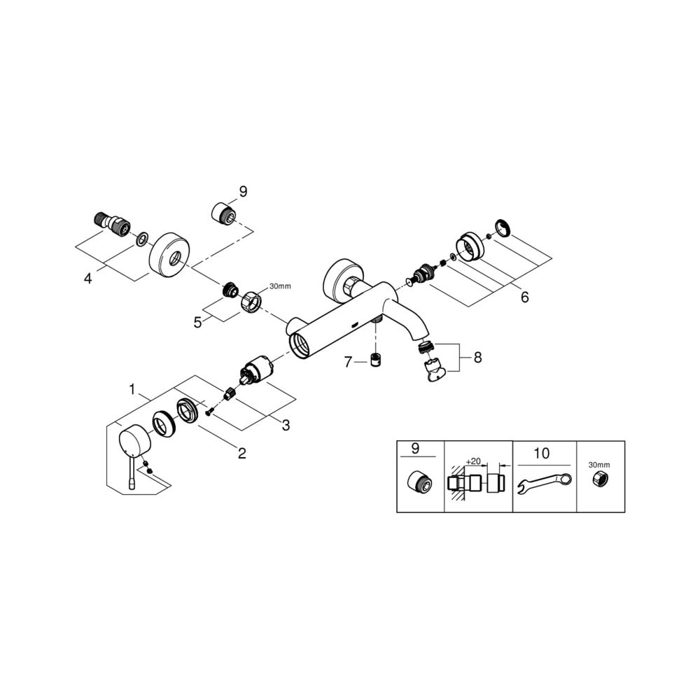 Grohe Essence Einhand-Wannenbatterie 1/2" warm sunset gebürstet 25250DL1... GROHE-25250DL1 4005176712494 (Abb. 4)