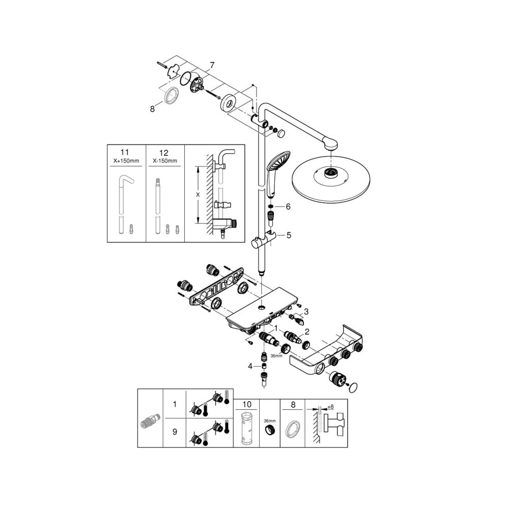 Grohe Euphoria SmartControl System 310 Duo Duschsystem mit Thermostatbatterie Wandmonta... GROHE-26507EN0 4005176557460 (Abb. 4)