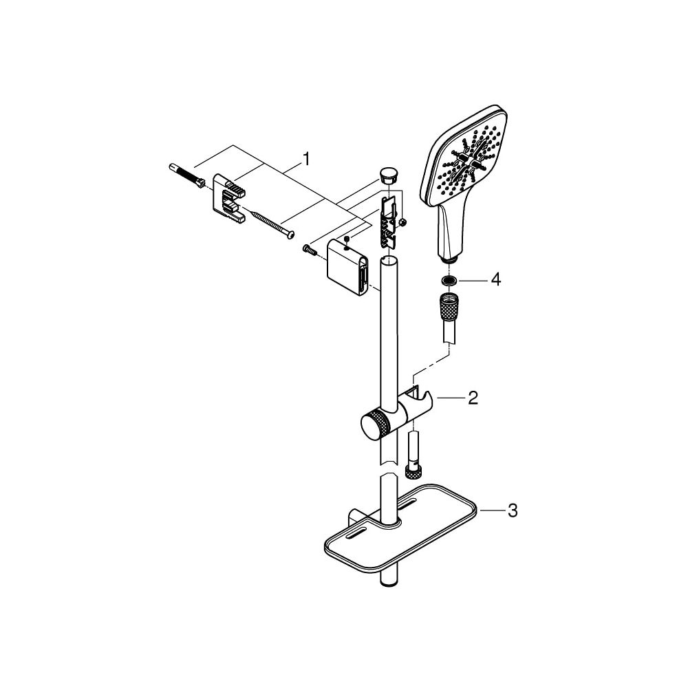 Grohe Rainshower SmartActive 130 Cube Brausestangenset 3 Strahlarten chrom 26584000... GROHE-26584000 4005176486296 (Abb. 6)