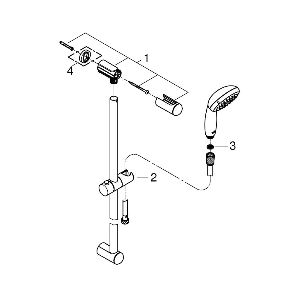 Grohe Tempesta 100 Brausestangenset 3 Strahlarten chrom 27794001... GROHE-27794001 4005176451737 (Abb. 7)