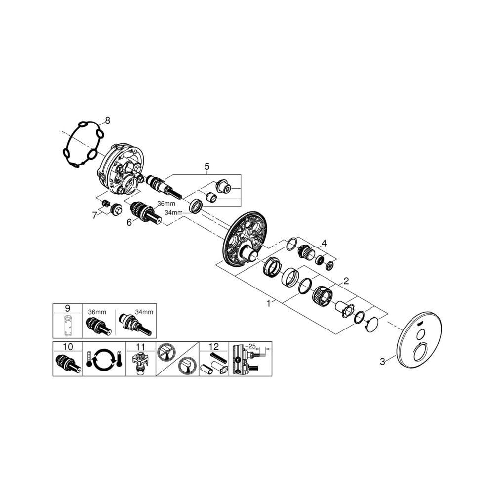 Grohe Grohtherm SmartControl Thermostat mit 1 Absperrventil hard graphite 29118A00... GROHE-29118A00 4005176493010 (Abb. 5)