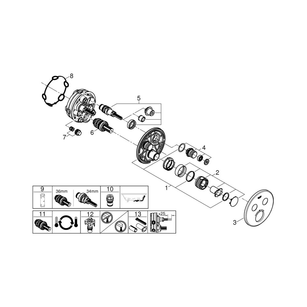 Grohe Grohtherm SmartControl Thermostat mit 2 Absperrventilen warm sunset gebürstet 291... GROHE-29119DL0 4005176493072 (Abb. 4)