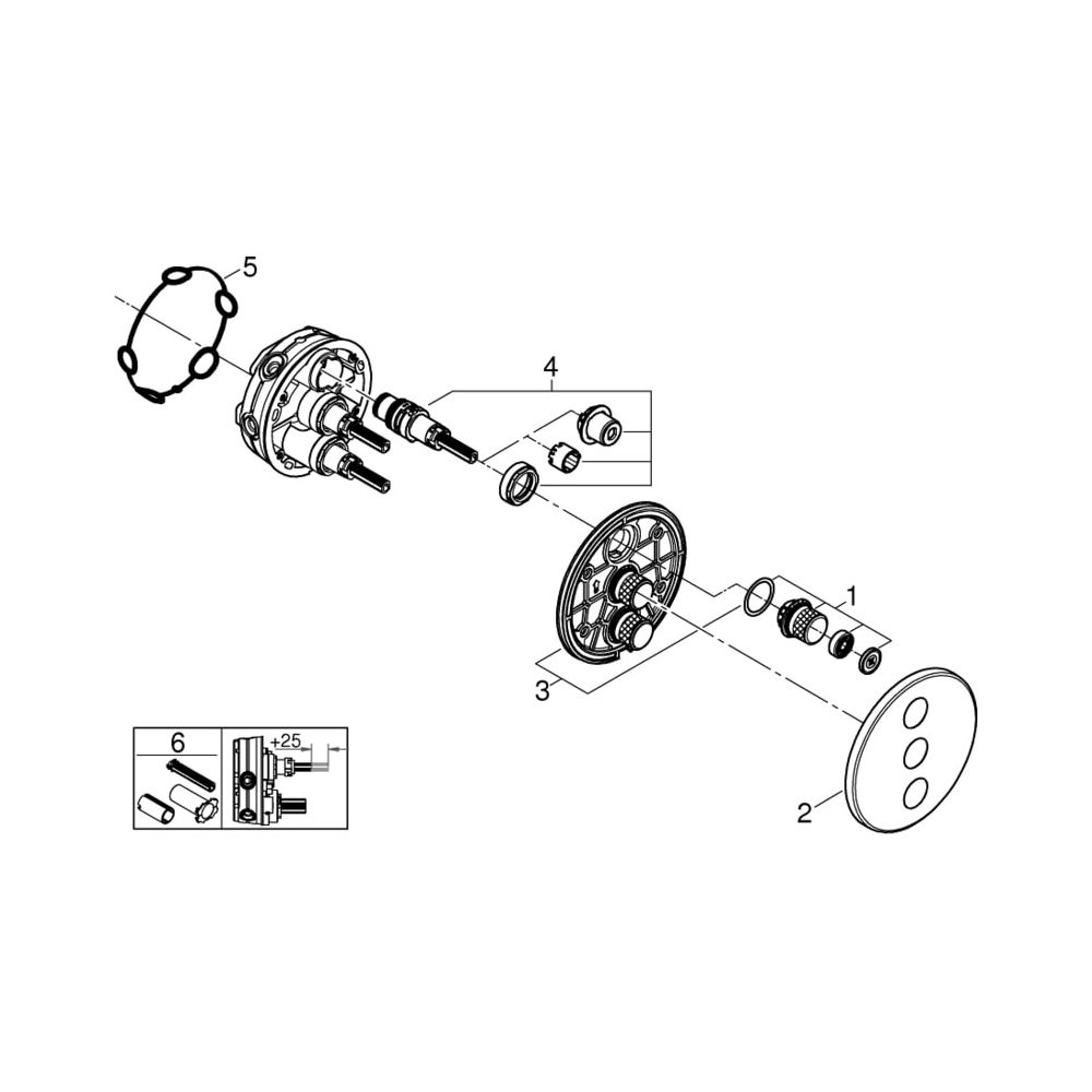 Grohe Grohtherm SmartControl 3-fach Unterputzventil hard graphite gebürstet 29122AL0... GROHE-29122AL0 4005176455124 (Abb. 5)