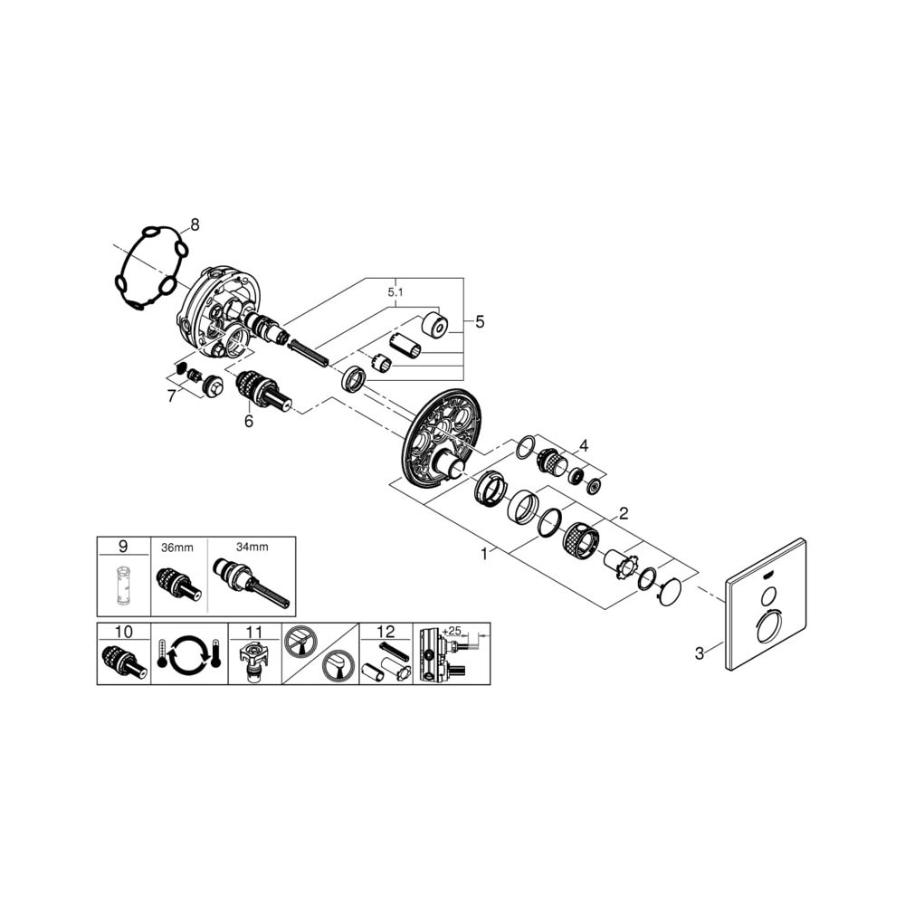 Grohe Grohtherm SmartControl Thermostat mit 1 Absperrventil cool sunrise gebürstet 2912... GROHE-29123GN0 4005176558122 (Abb. 6)