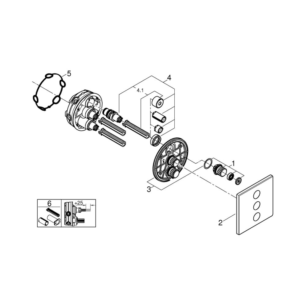 Grohe Grohtherm SmartControl 3-fach Unterputzventil hard graphite 29127A00... GROHE-29127A00 4005176558375 (Abb. 5)