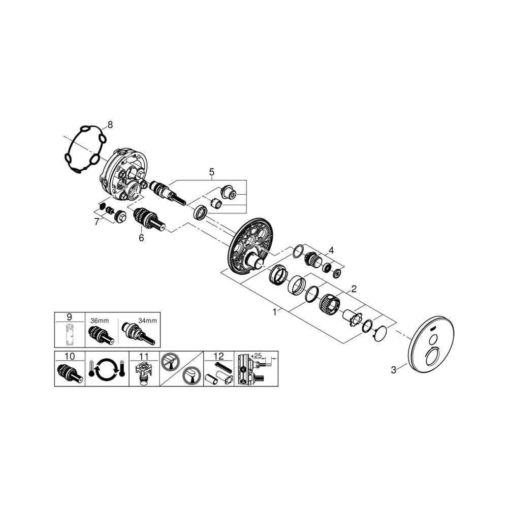 Grohe Grohtherm SmartControl Thermostat mit 1 Absperrventil moon white 29150LS0... GROHE-29150LS0 4005176413544 (Abb. 5)