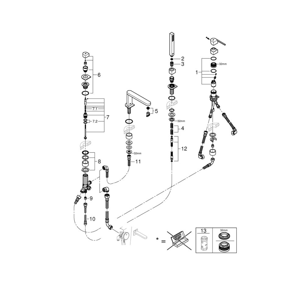 Grohe Plus 4-Loch-Einhand-Wannenkombination 29307DC3... GROHE-29307DC3 4005176574160 (Abb. 2)