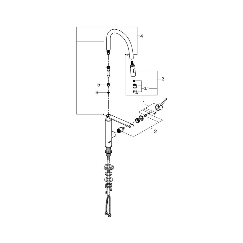 Grohe Concetto Einhand-Spültischbatterie 1/2" supersteel 31491 Brause ausziehbar... GROHE-31491DC0 4005176343315 (Abb. 3)