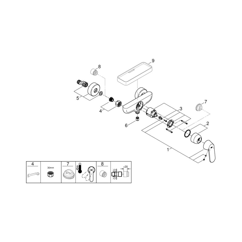 Grohe Eurosmart Cosmopolitan Einhand-Brausebatterie 1/2" chrom 32837000... GROHE-32837000 4005176874772 (Abb. 1)