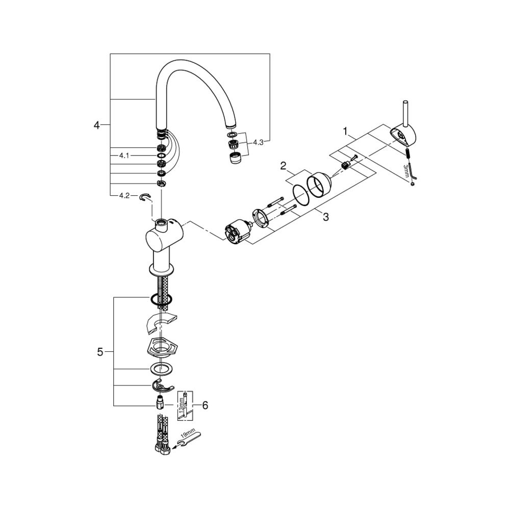 Grohe Minta Einhand-Spültischbatterie 1/2" hard graphite 32917A00... GROHE-32917A00 4005176488696 (Abb. 4)