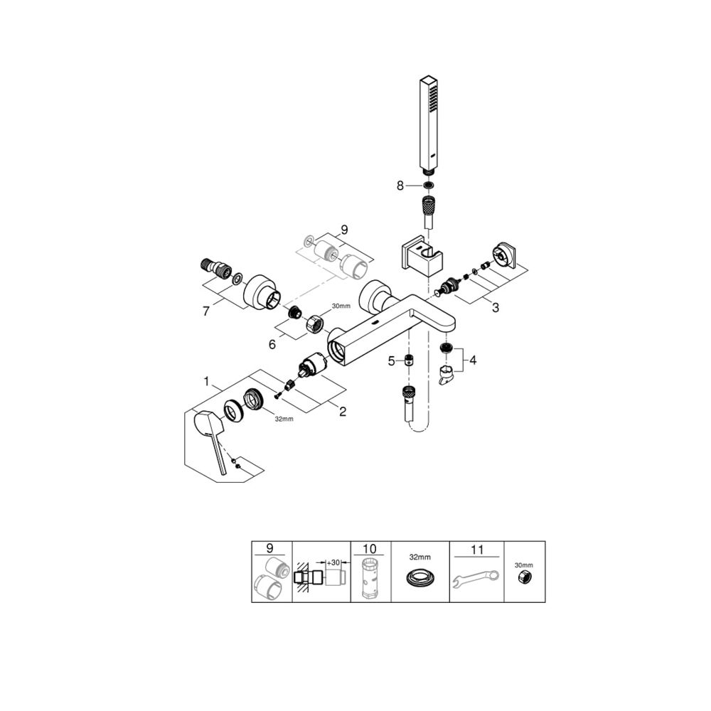 Grohe Plus Einhand-Wannenbatterie 1/2" 33547003... GROHE-33547003 4005176529818 (Abb. 2)