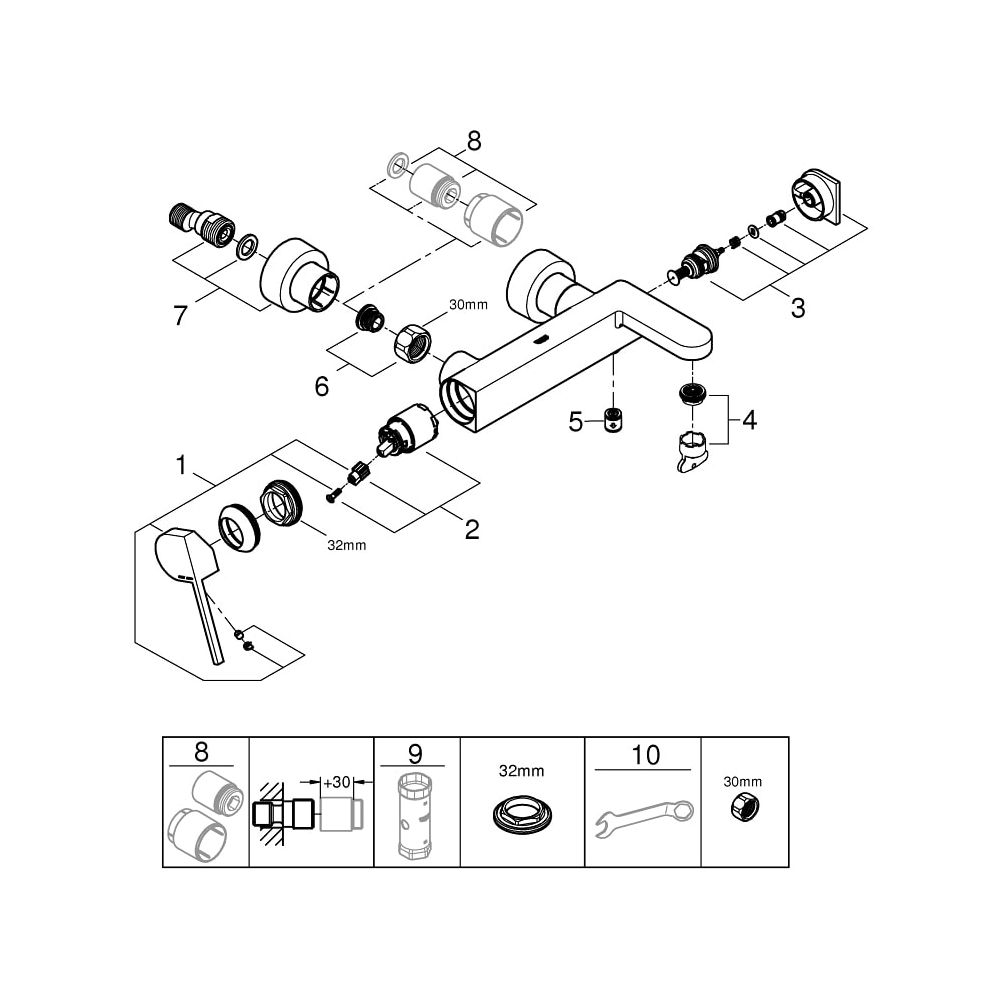 Grohe Plus Einhand-Wannenbatterie 1/2" 33553DC3... GROHE-33553DC3 4005176574122 (Abb. 7)