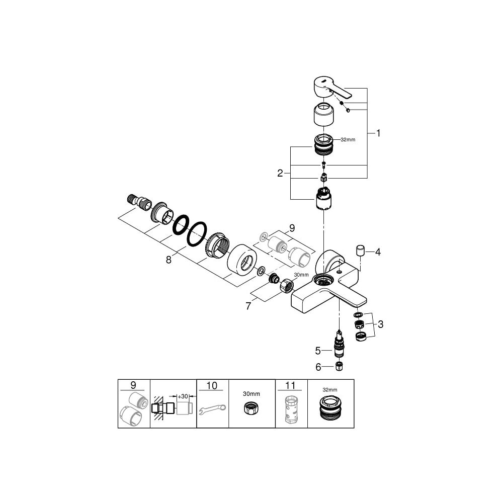 Grohe Lineare Einhand-Wannenbatterie 1/2" hard graphite gebürstet 33849AL1... GROHE-33849AL1 4005176586200 (Abb. 4)