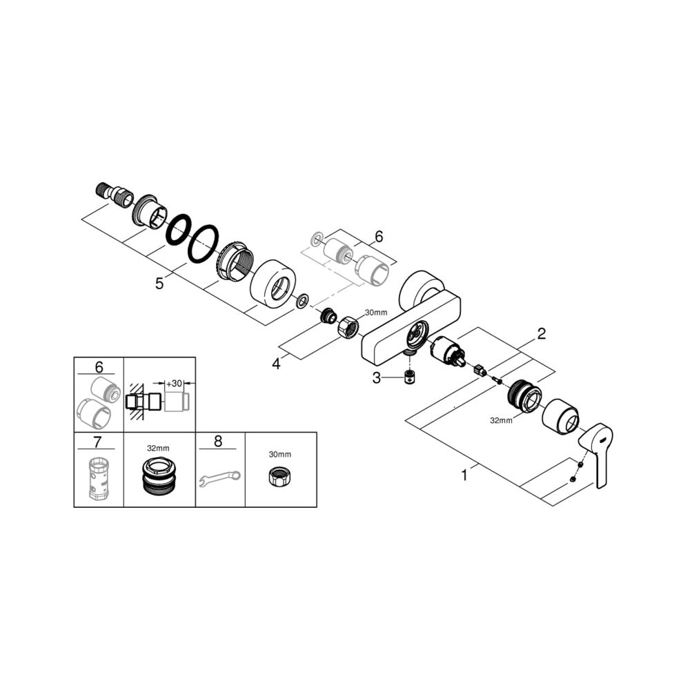 Grohe Lineare Einhand-Brausebatterie 1/2" chrom 33865001... GROHE-33865001 4005176409202 (Abb. 4)