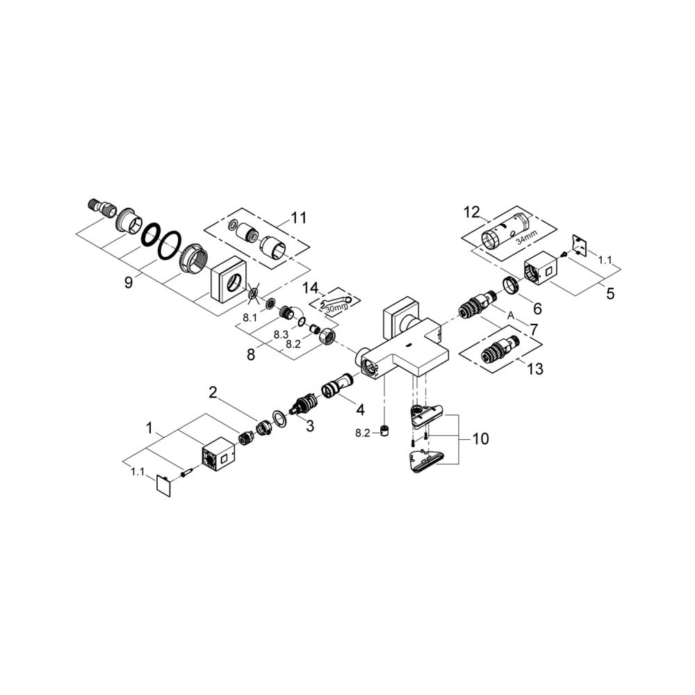 Grohe Grohtherm Cube Thermostat-Wannenbatterie 1/2" chrom 34497000... GROHE-34497000 4005176940675 (Abb. 2)