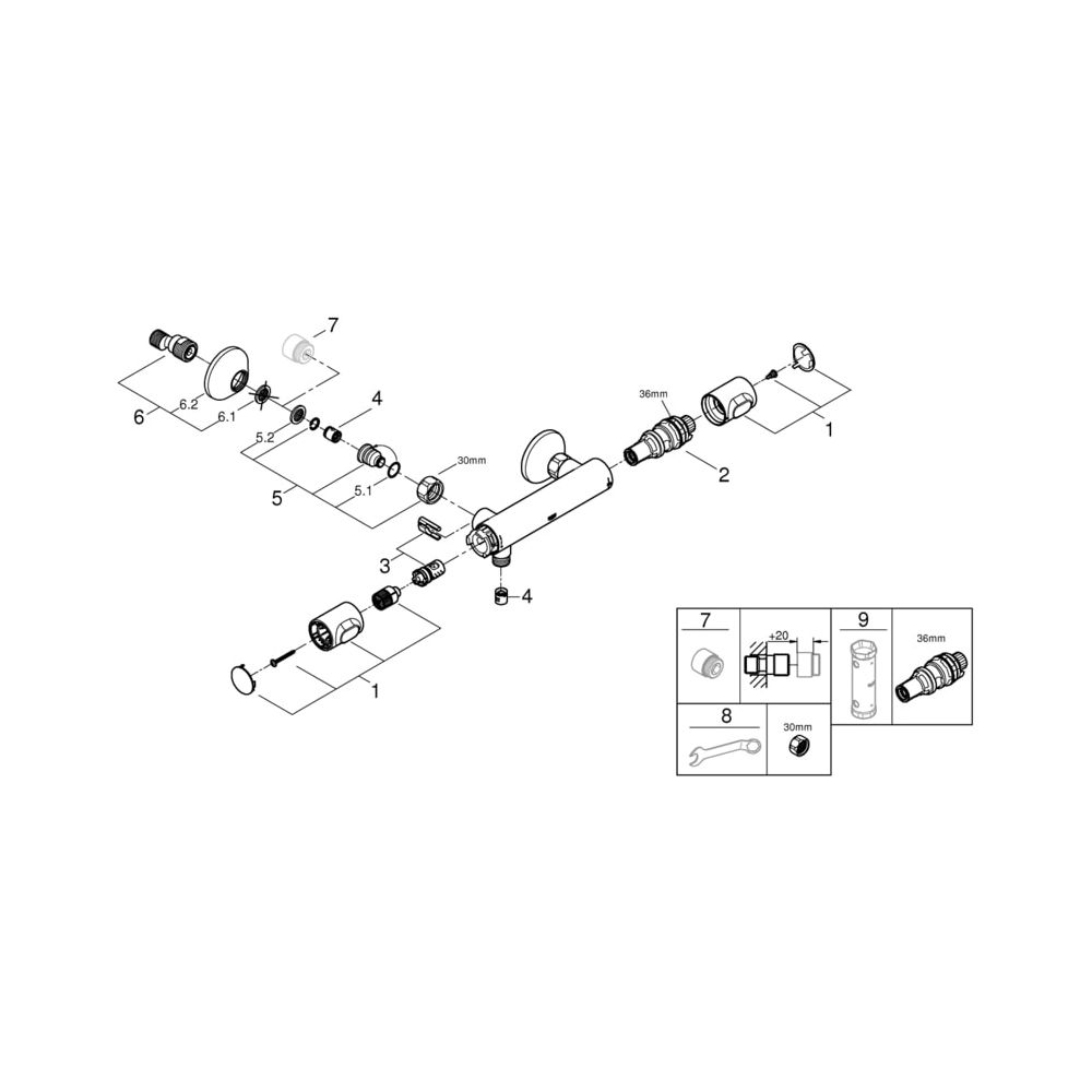 Grohe Grohtherm 500 Thermostat-Brausebatterie 1/2" chrom 34793000... GROHE-34793000 4005176632433 (Abb. 9)