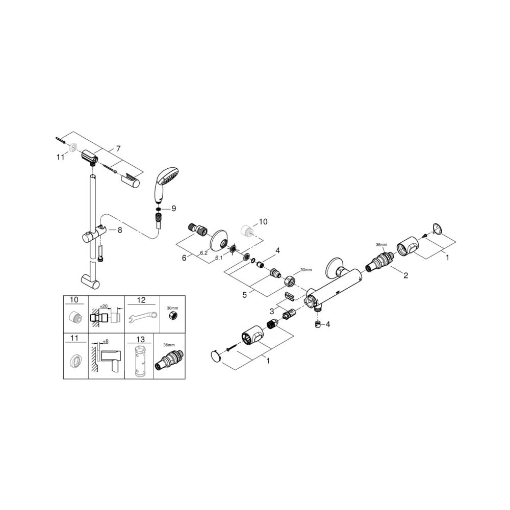 Grohe Grohtherm 500 Thermostat-Brausebatterie 1/2" mit Brausegarnitur chrom 34797000... GROHE-34797000 4005176632471 (Abb. 2)