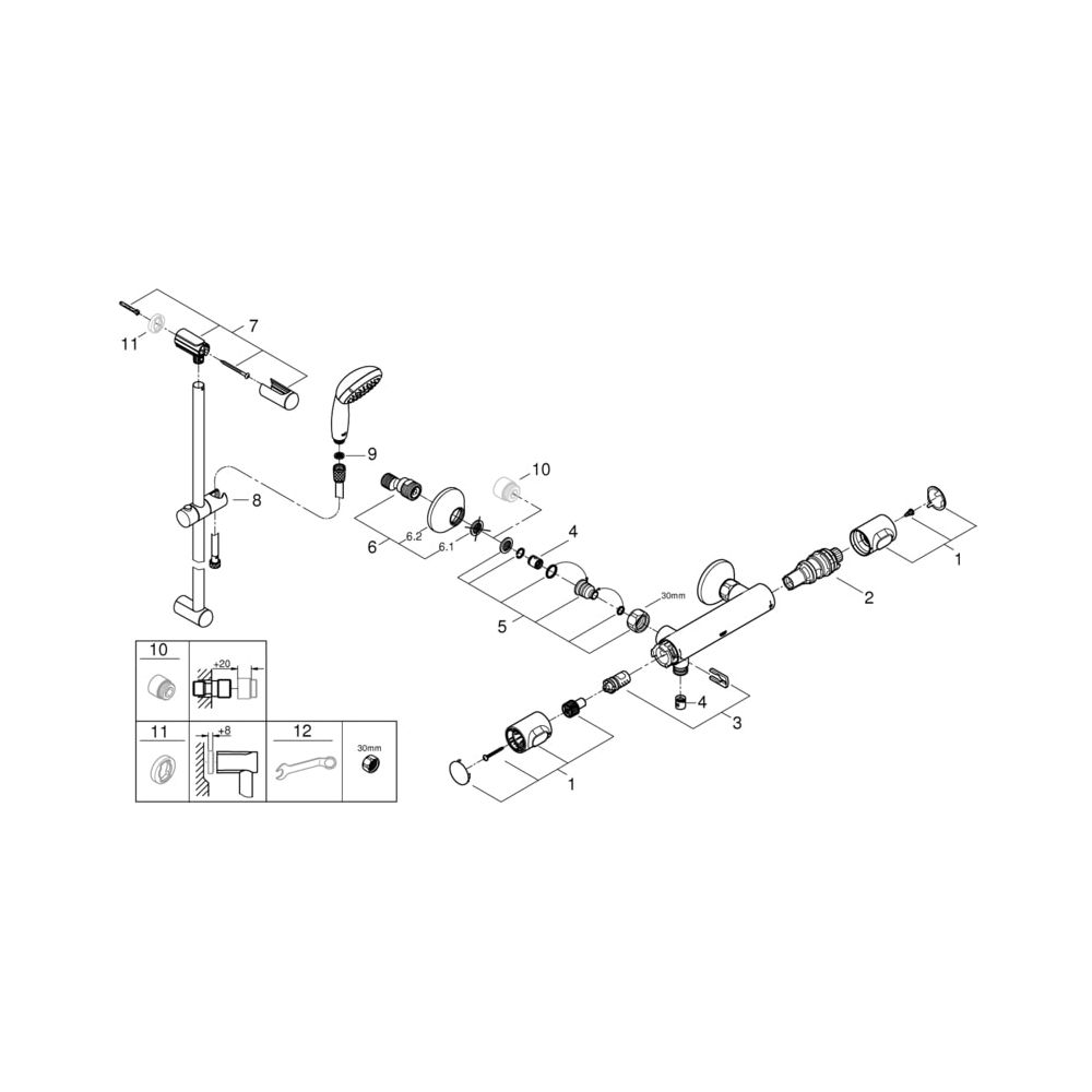 Grohe Grohtherm 500 Thermostat-Brausebatterie 1/2" mit Brausegarnitur chrom 34797000... GROHE-34797000 4005176632471 (Abb. 3)