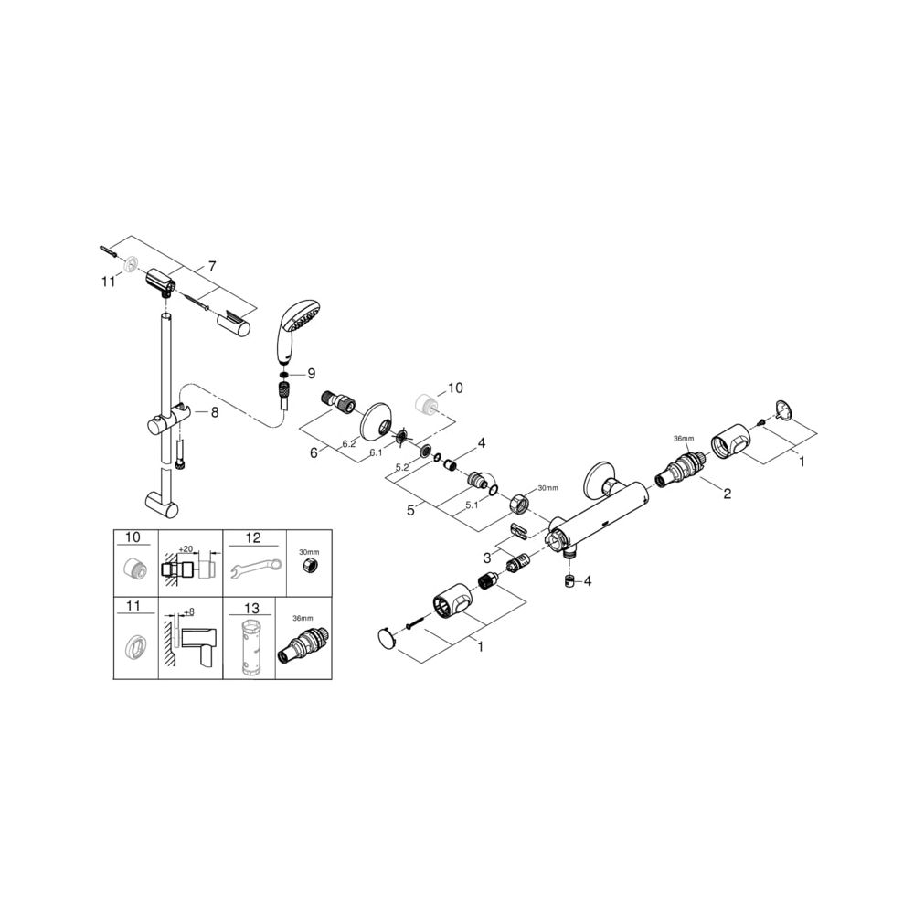 Grohe Grohtherm 500 Thermostat-Brausebatterie 1/2" mit Brausegarnitur chrom 34797000... GROHE-34797000 4005176632471 (Abb. 9)