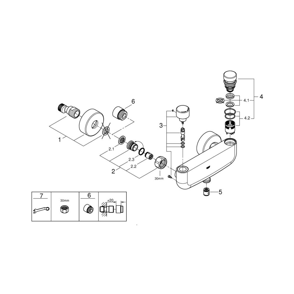 Grohe Eurosmart CT Selbstschluss-Brausebatterie 1/2" mit Mischung und Temperaturbegrenz... GROHE-36320000 4005176896545 (Abb. 5)