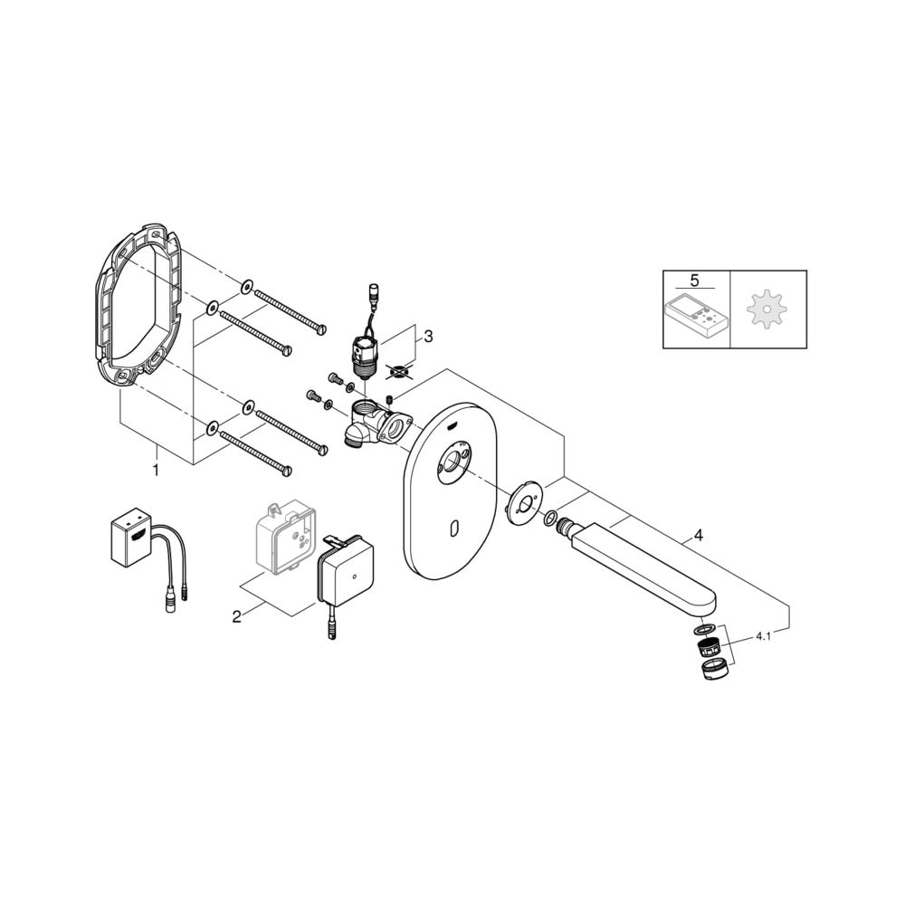 Grohe Euroeco Cosmopolitan E Bluetooth Infrarot-Elektronik ohne Mischung chrom... GROHE-36410000 4005176320545 (Abb. 5)