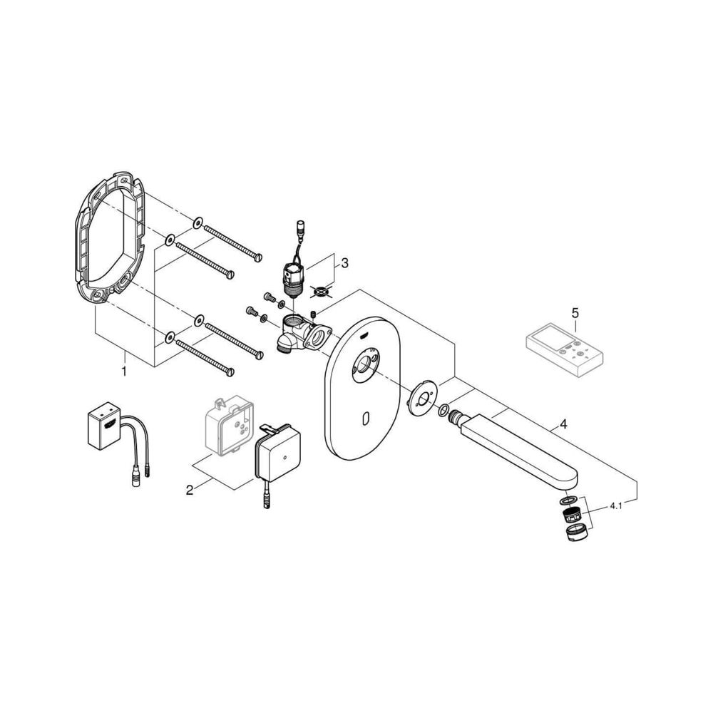 Grohe Euroeco Cosmopolitan E Bluetooth Infrarot-Elektronik ohne Mischung chrom... GROHE-36410000 4005176320545 (Abb. 4)