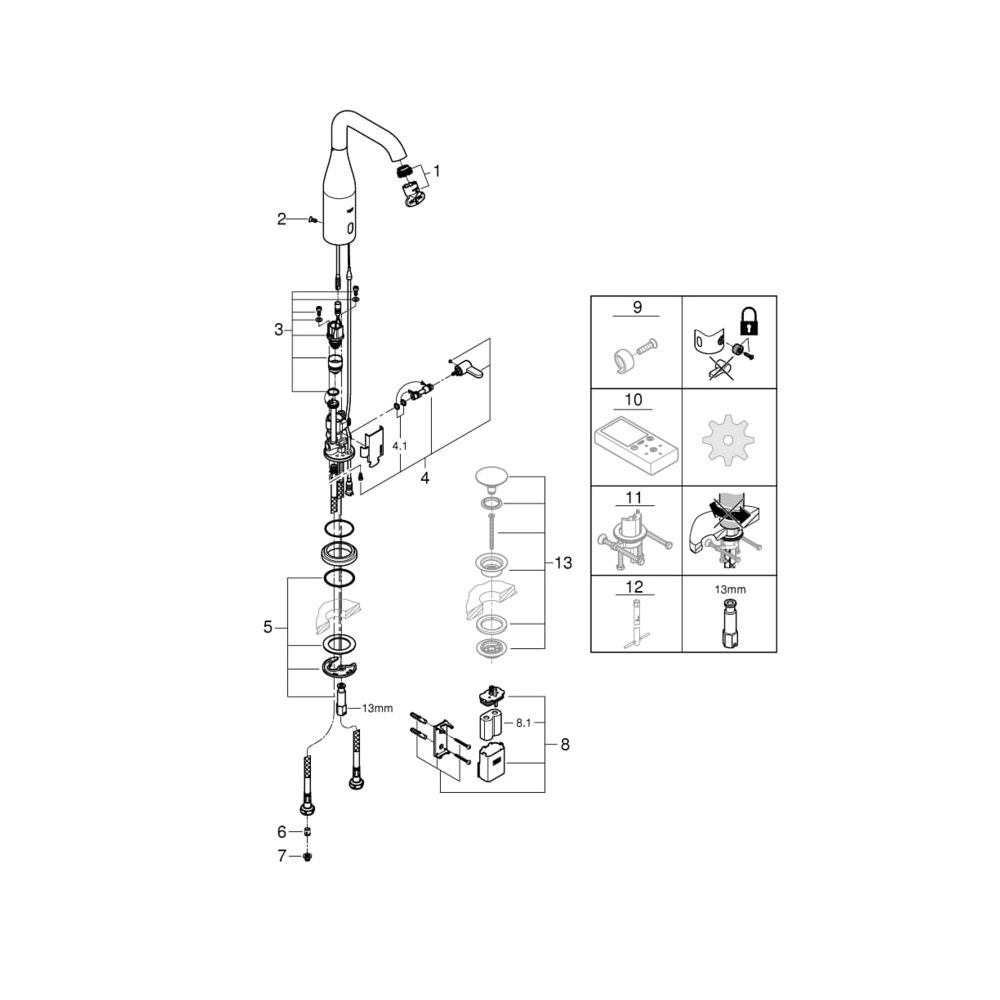 Grohe Essence E Infrarot-Elektronik für Waschtisch 1/2" mit Mischung und Temperaturbegr... GROHE-36445DA0 4005176686573 (Abb. 2)