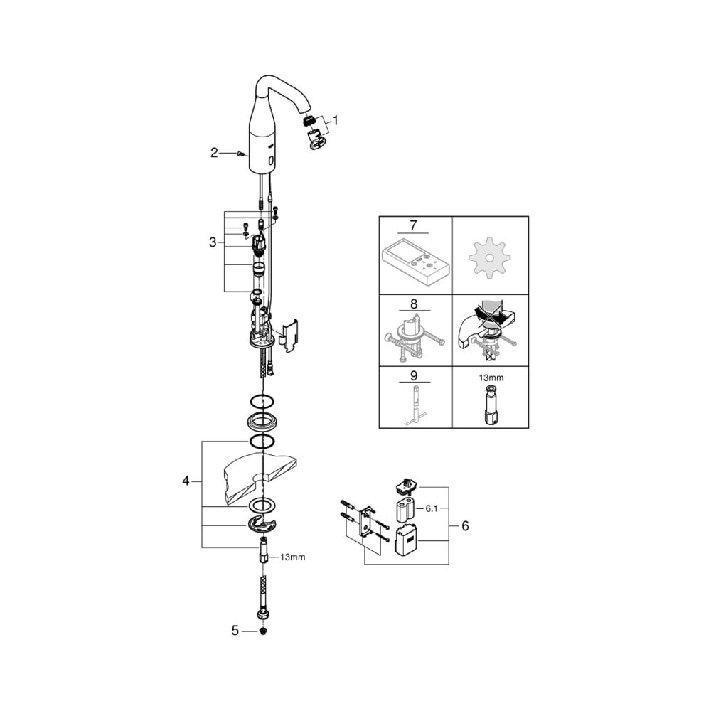 Grohe Essence E Infrarot-Elektronik für Waschtisch 1/2" ohne Mischung chrom 36446000... GROHE-36446000 4005176415685 (Abb. 6)