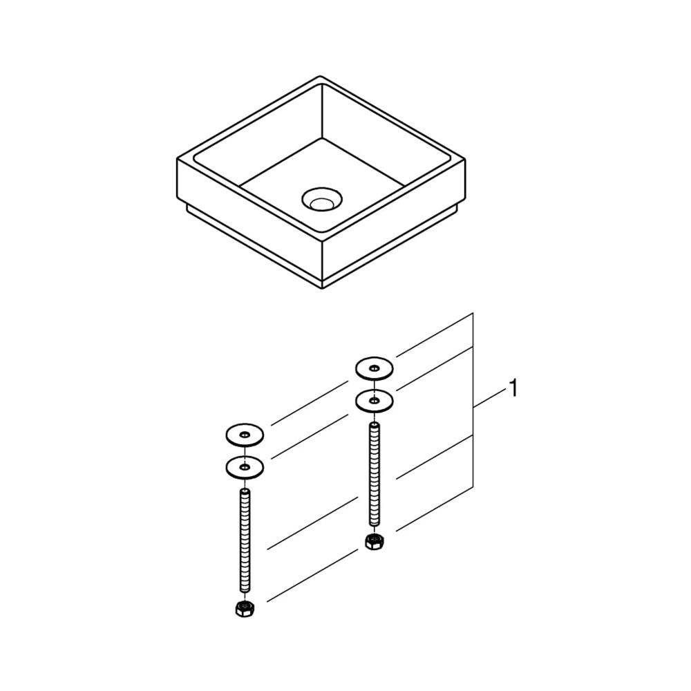 Grohe Cube Keramik Aufsatzschale ohne Hahnloch 40 cm alpinweiß 3948200H... GROHE-3948200H 4005176442667 (Abb. 5)