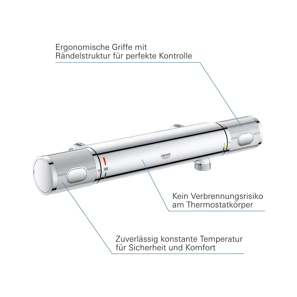 Grohe Grohtherm 1000 Performance Thermostat-Brausebatterie, ohne Anschlüsse, Chrom, 347... GROHE-34777000 4005176612947 (Abb. 4)