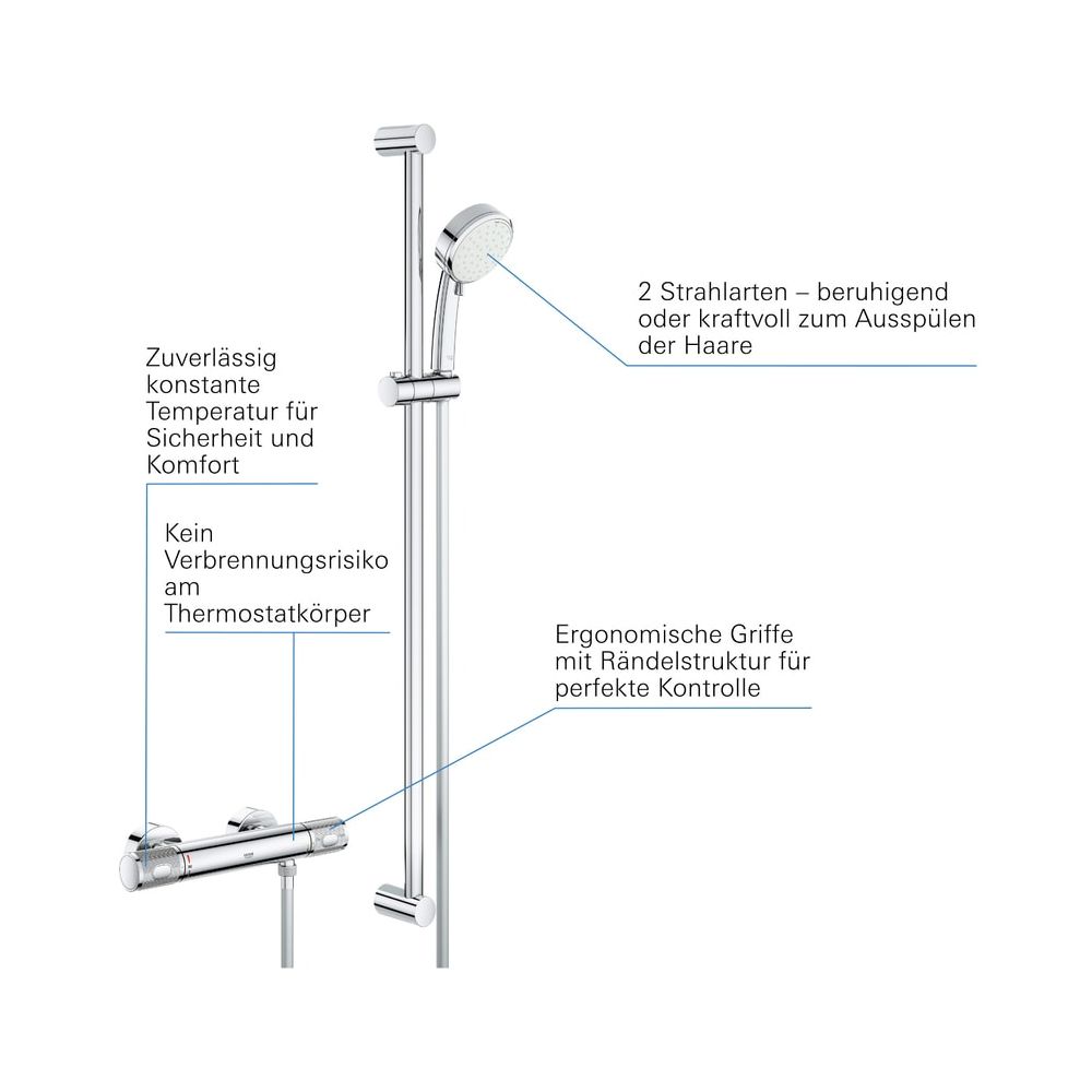 Grohe Grohtherm 1000 Performance Thermostat-Brausebatterie, mit Tempesta Cosmopolitan 100 Brausegarn... GROHE-34784000  (Abb. 4)