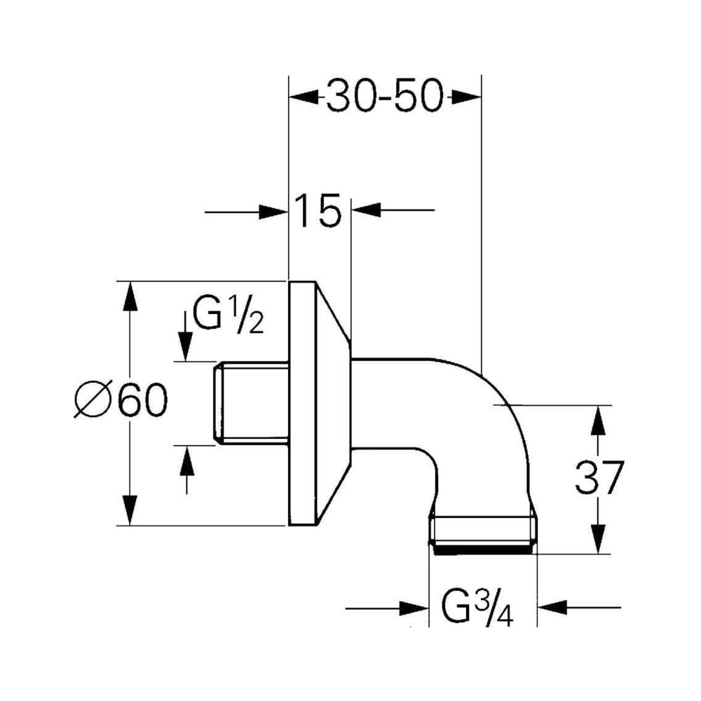 Grohe Anschlusswinkel chrom für Vertica-Batterien 1/2" x 3/4" 12063000 4005176021787... GROHE-12063000 4005176021787 (Abb. 3)