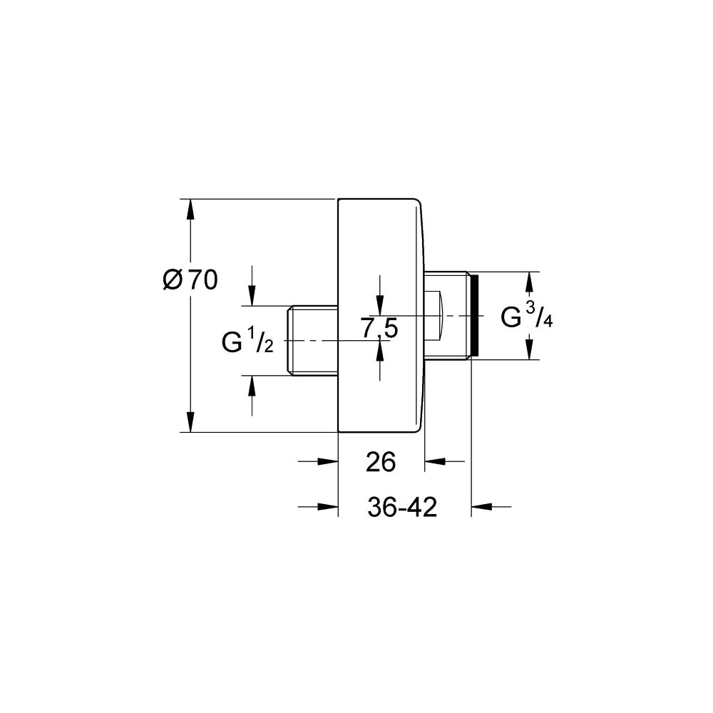 Grohe S-Anschluss supersteel 12662DC0 1/2" x 3/4" Verstellbarkeit 7,5 mm... GROHE-12662DC0 4005176409400 (Abb. 4)