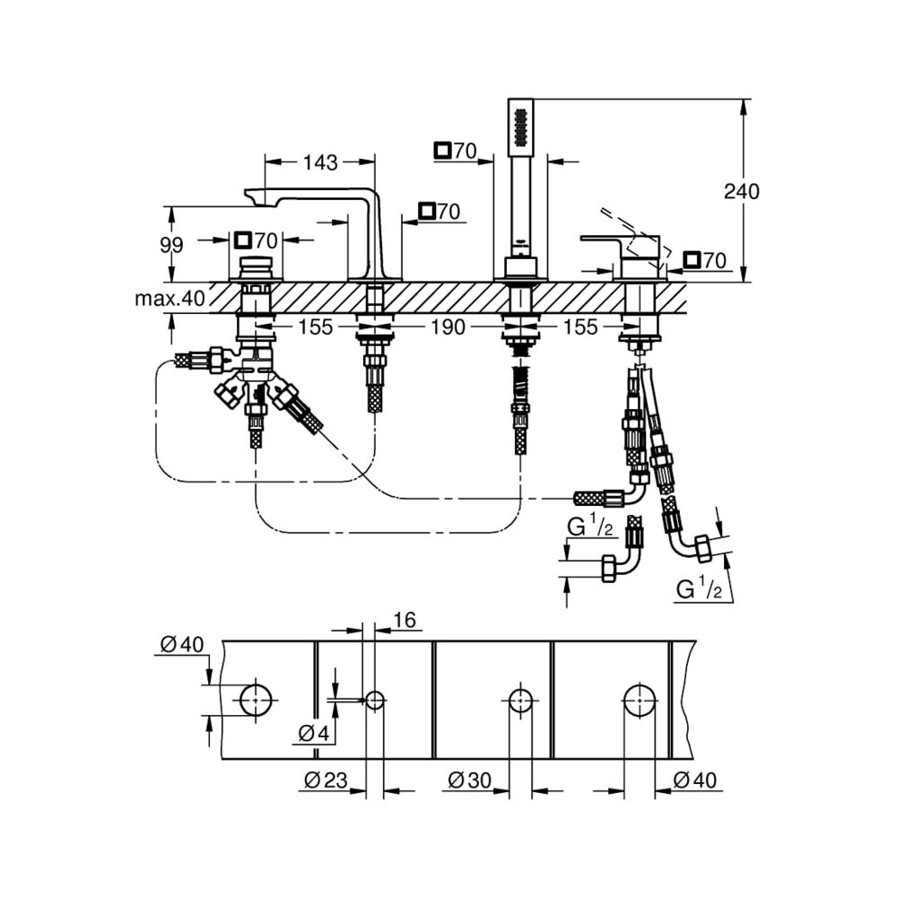 Grohe Allure 4-Loch-Einhand-Wannenkombination chrom 19316001... GROHE-19316001 4005176513954 (Abb. 6)