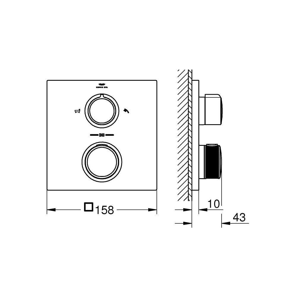 Grohe Allure Thermostat-Wannenbatterie mit integrierter 2-Wege-Umstellung cool sunrise ... GROHE-19446GN2 4005176512612 (Abb. 6)