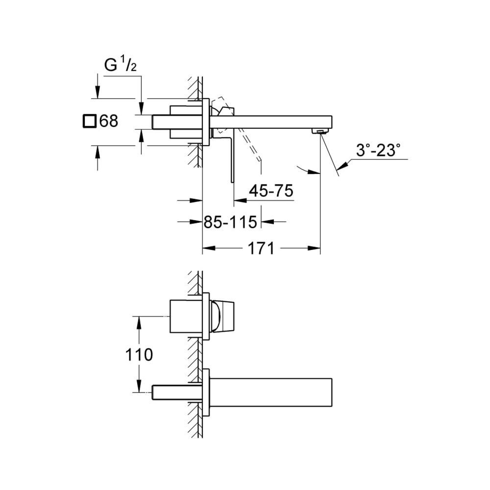 Grohe Eurocube 2-Loch-Waschtischbatterie supersteel 19895DC0... GROHE-19895DC0 4005176525018 (Abb. 5)