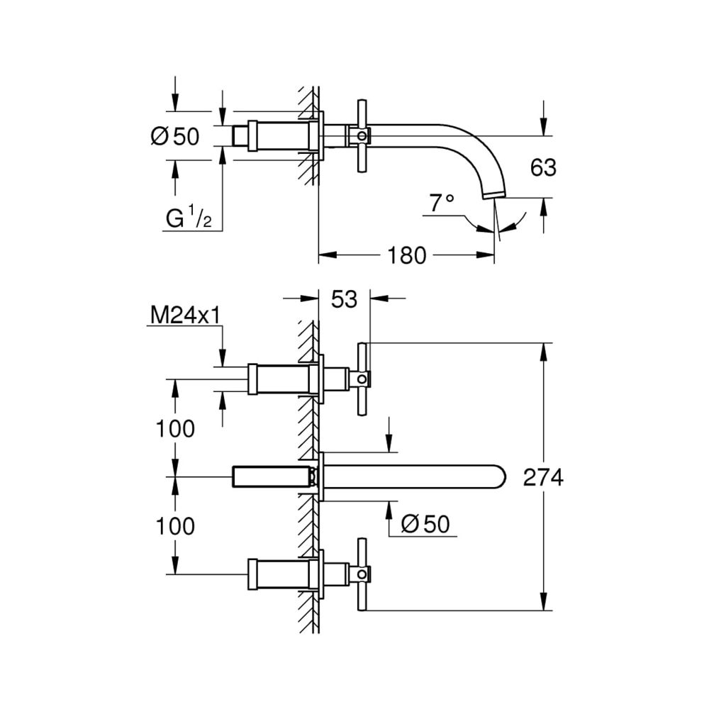 Grohe Atrio 3-Loch-Waschtischbatterie chrom 20164003... GROHE-20164003 4005176455315 (Abb. 3)