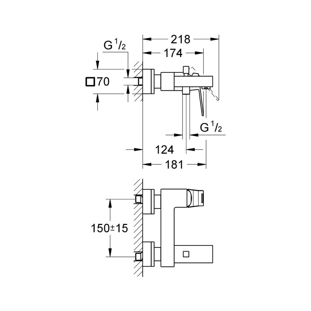 Grohe Eurocube Einhand-Wannenbatterie 1/2" supersteel 23140DC0... GROHE-23140DC0 4005176525056 (Abb. 6)