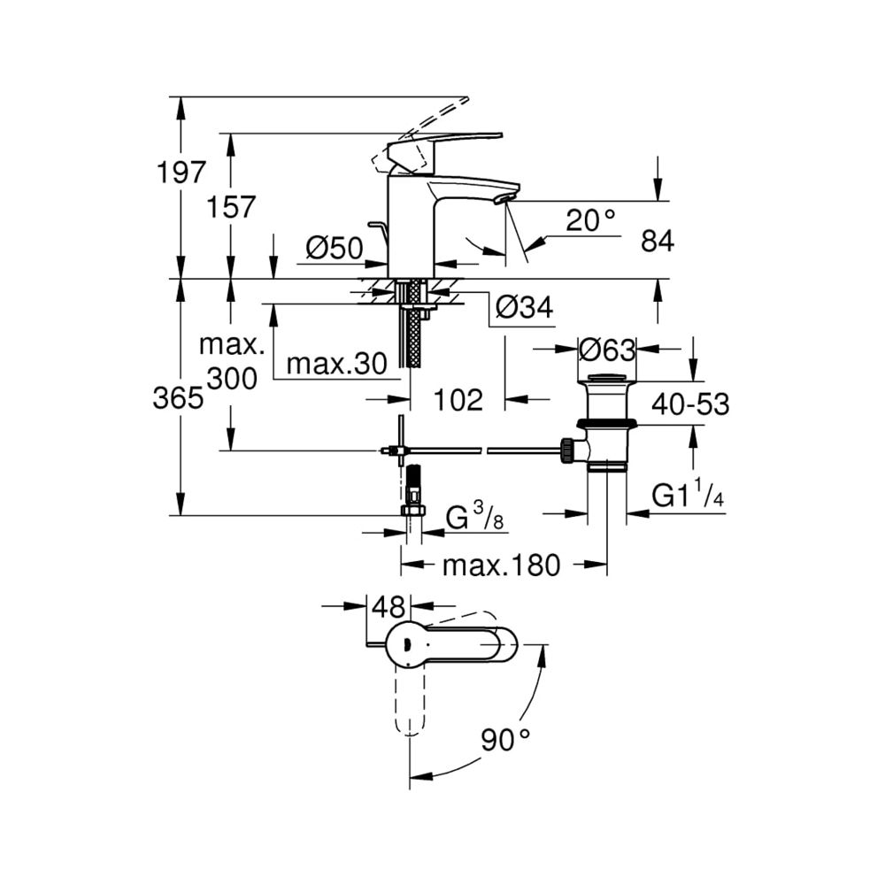 Grohe Eurostyle Cosmopolitan Einhand-Waschtischbatterie 1/2" S-Size chrom 2337420E... GROHE-2337420E 4005176936678 (Abb. 3)