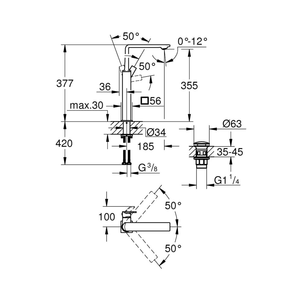 Grohe Allure Einhand-Waschtischbatterie 1/2" XL-Size warm sunset gebürstet 23403DL1... GROHE-23403DL1 4005176499548 (Abb. 8)