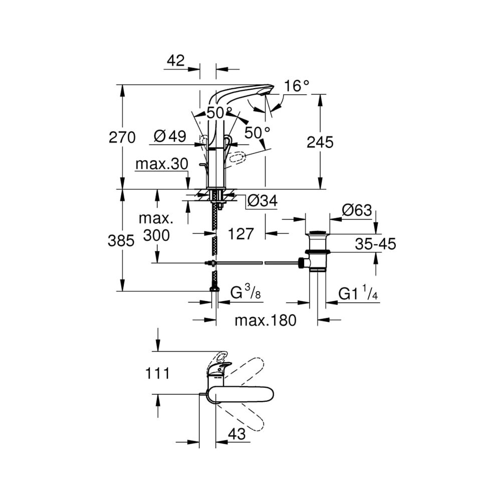 Grohe Eurostyle Einhand-Waschtischbatterie 1/2" L-Size chrom 23569003... GROHE-23569003 4005176334238 (Abb. 5)