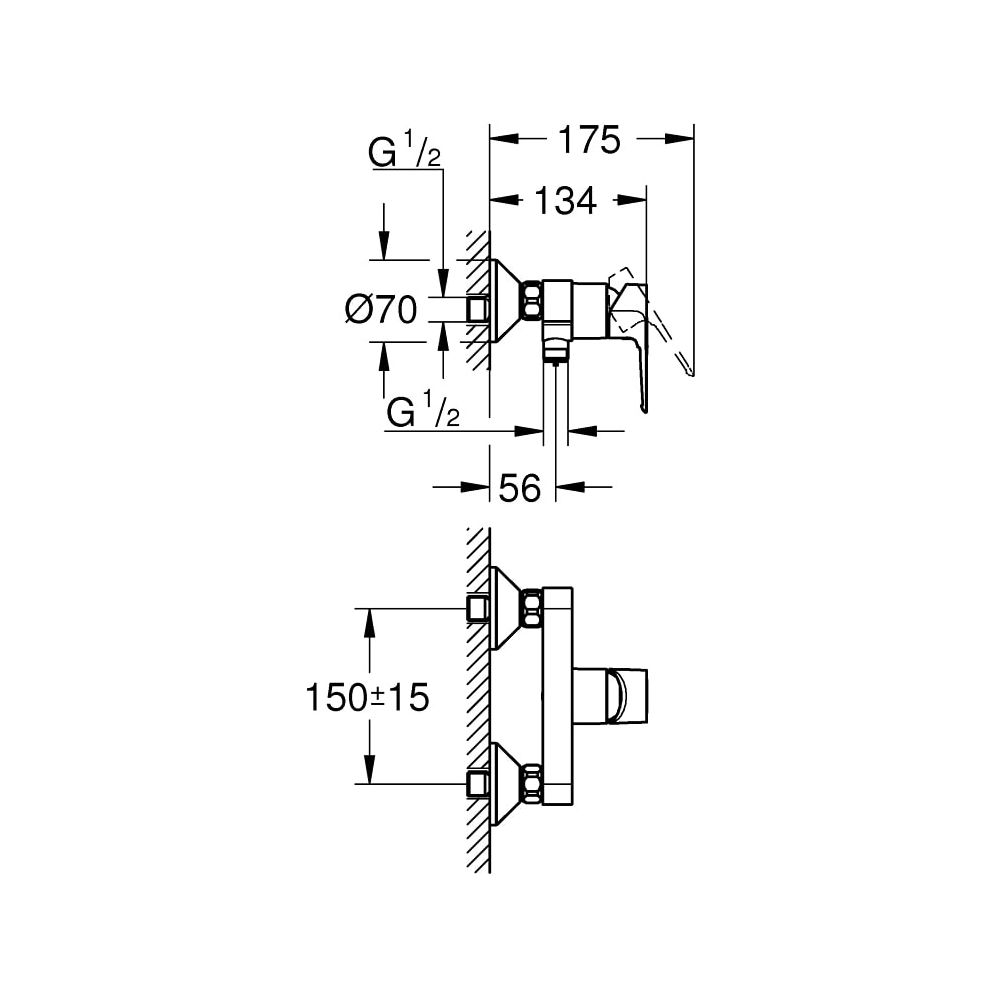 Grohe BauLoop Einhand-Brausebatterie 1/2" chrom 23633001... GROHE-23633001 4005176555923 (Abb. 8)