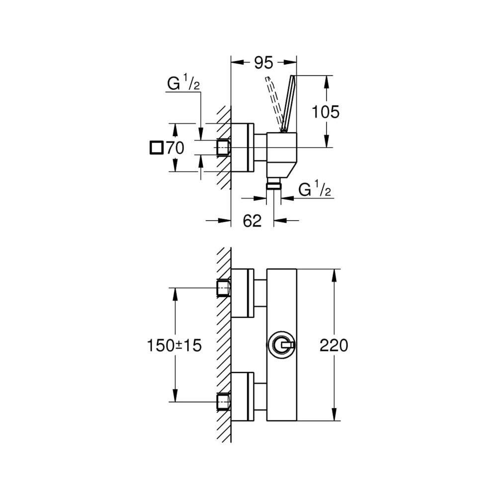 Grohe Eurocube Joy Einhand-Brausebatterie 1/2" chrom 23665000... GROHE-23665000 4005176342219 (Abb. 4)