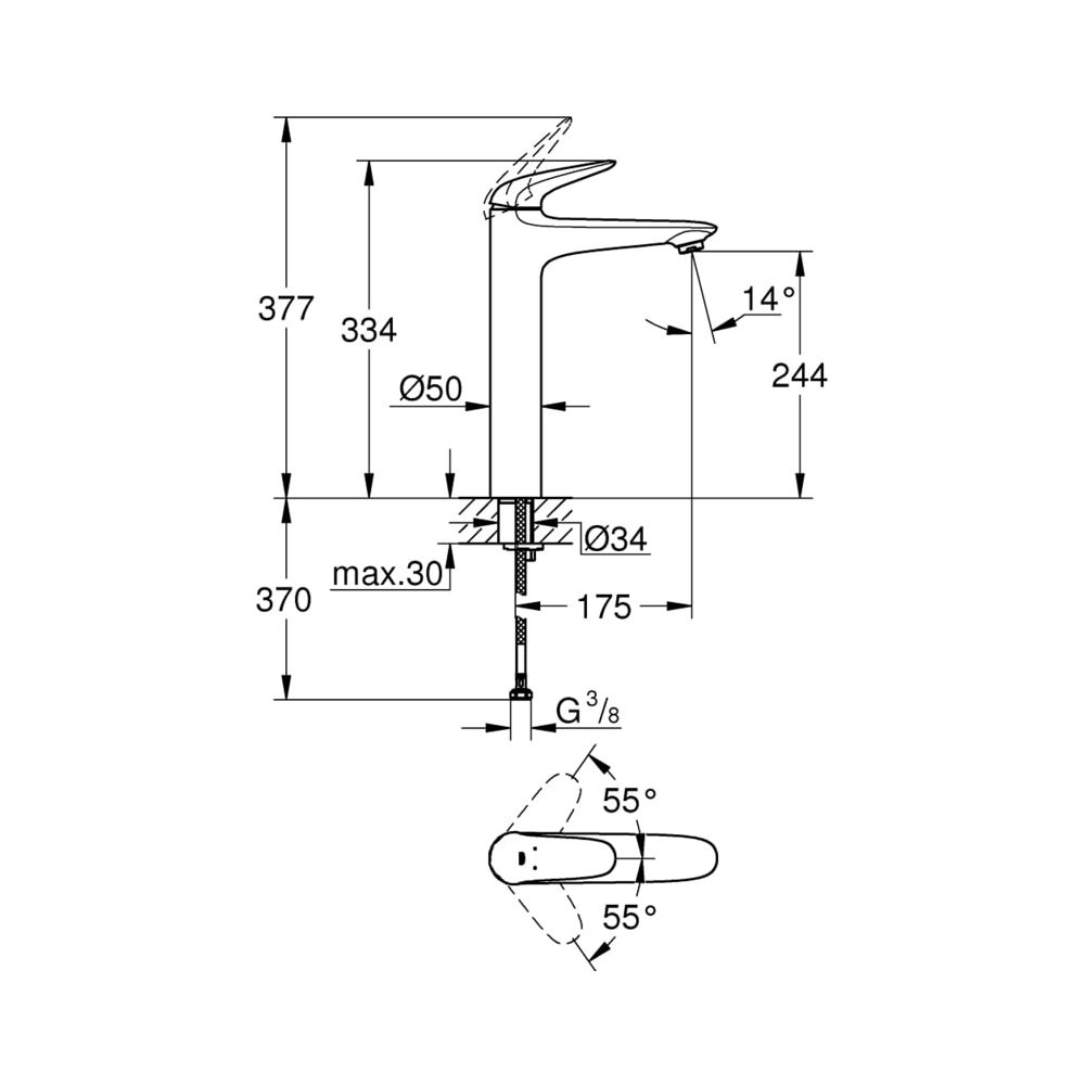 Grohe Eurostyle Einhand-Waschtischbatterie 1/2" XL-Size chrom 23719003... GROHE-23719003 4005176365119 (Abb. 5)