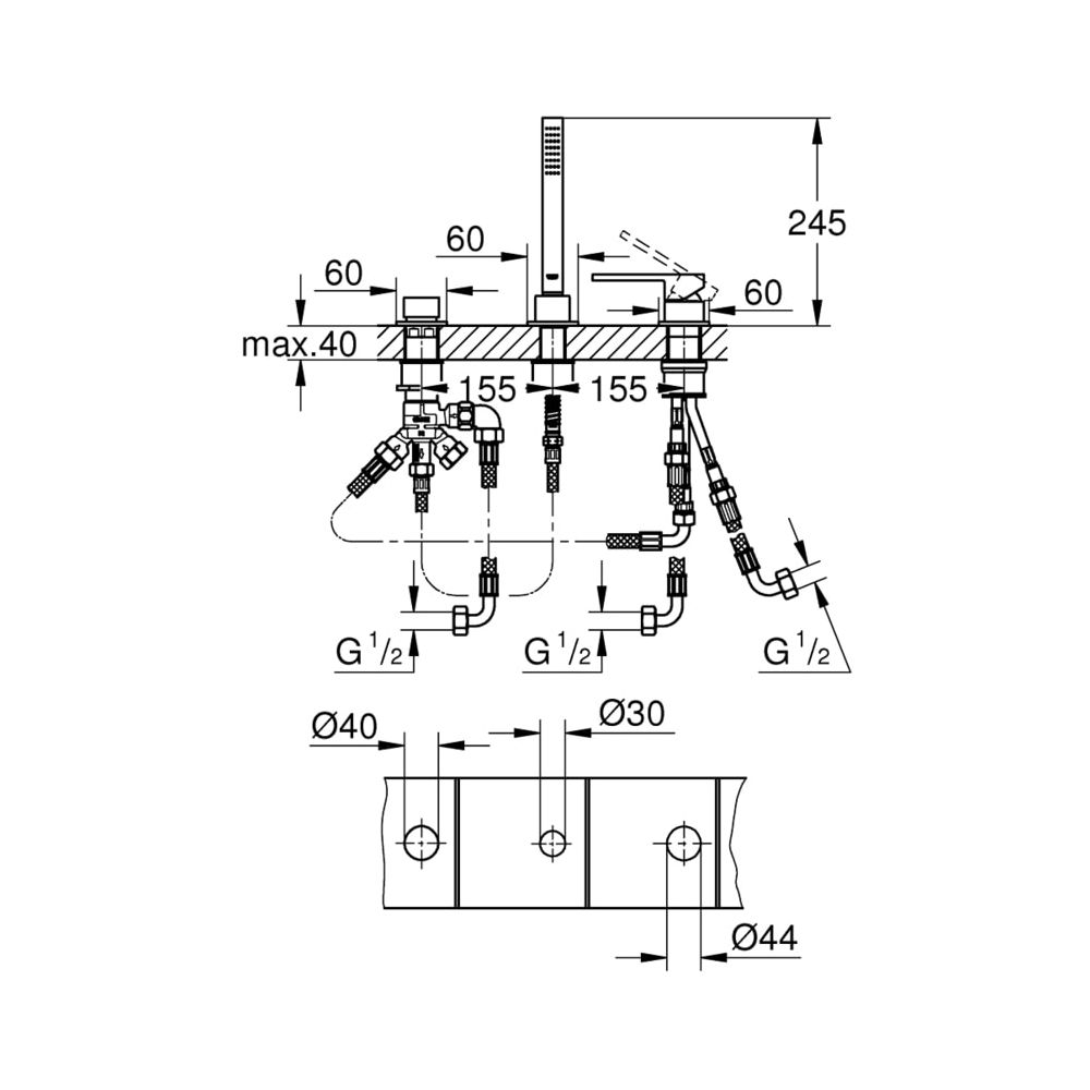 Grohe Plus 3-Loch Einhand-Wannenkombination 23845003... GROHE-23845003 4005176496677 (Abb. 12)