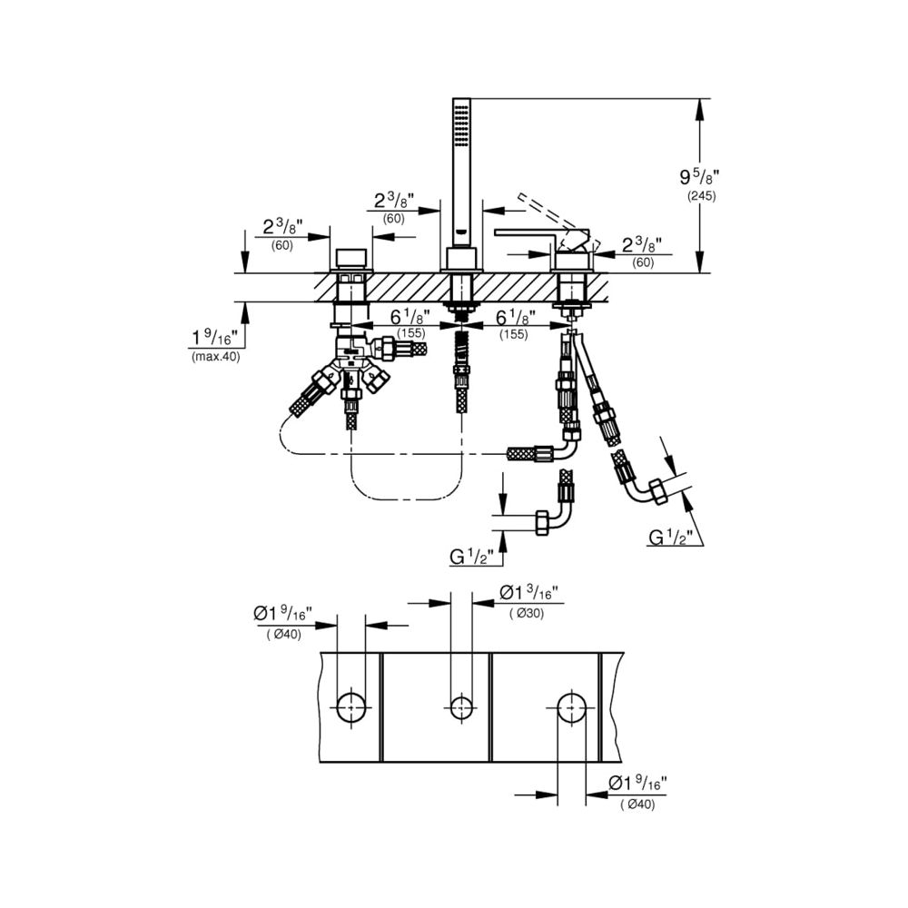 Grohe Plus 3-Loch Einhand-Wannenkombination 23845003... GROHE-23845003 4005176496677 (Abb. 2)