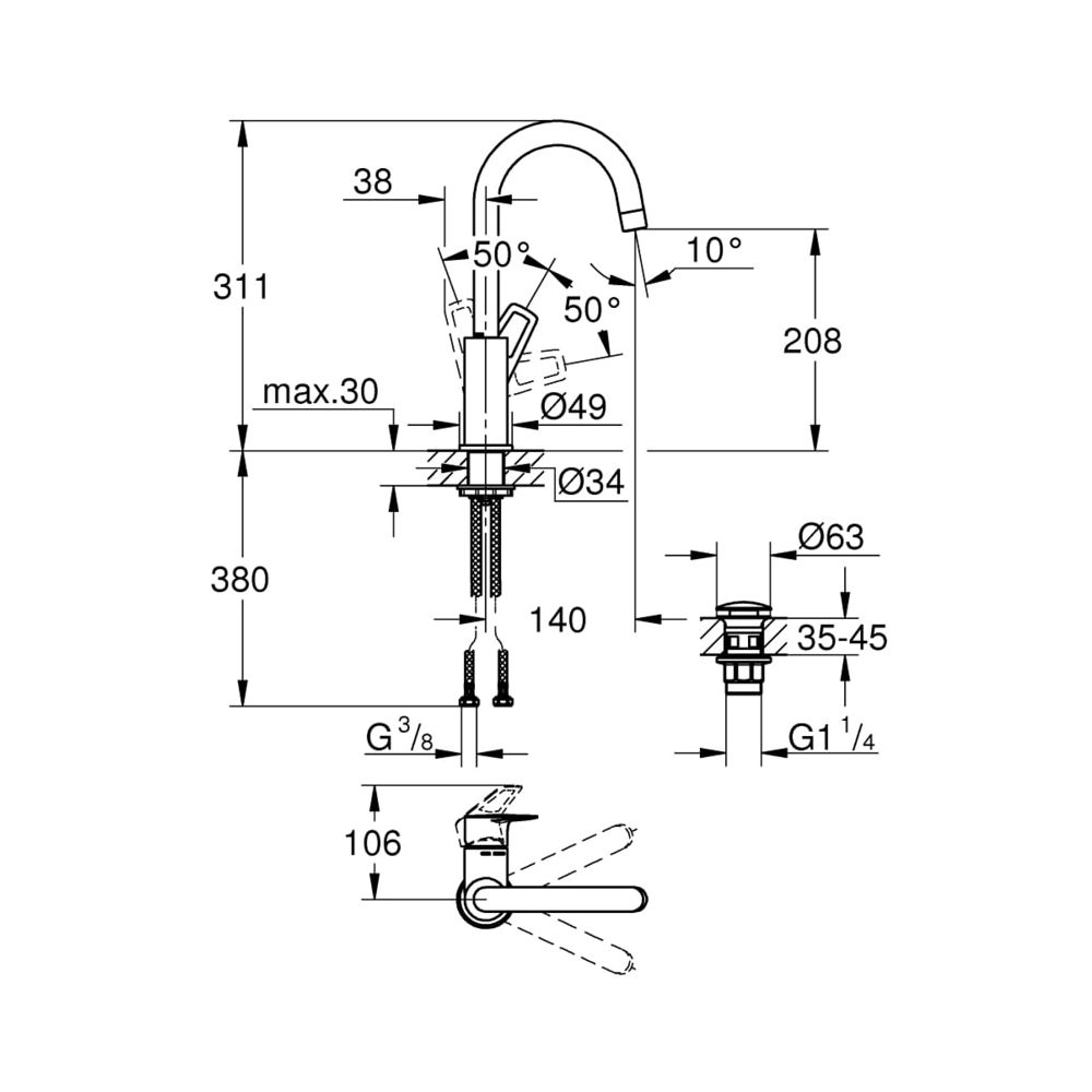 Grohe BauLoop Einhand-Waschtischbatterie 1/2" L-Size chrom 23891001... GROHE-23891001 4005176554322 (Abb. 8)