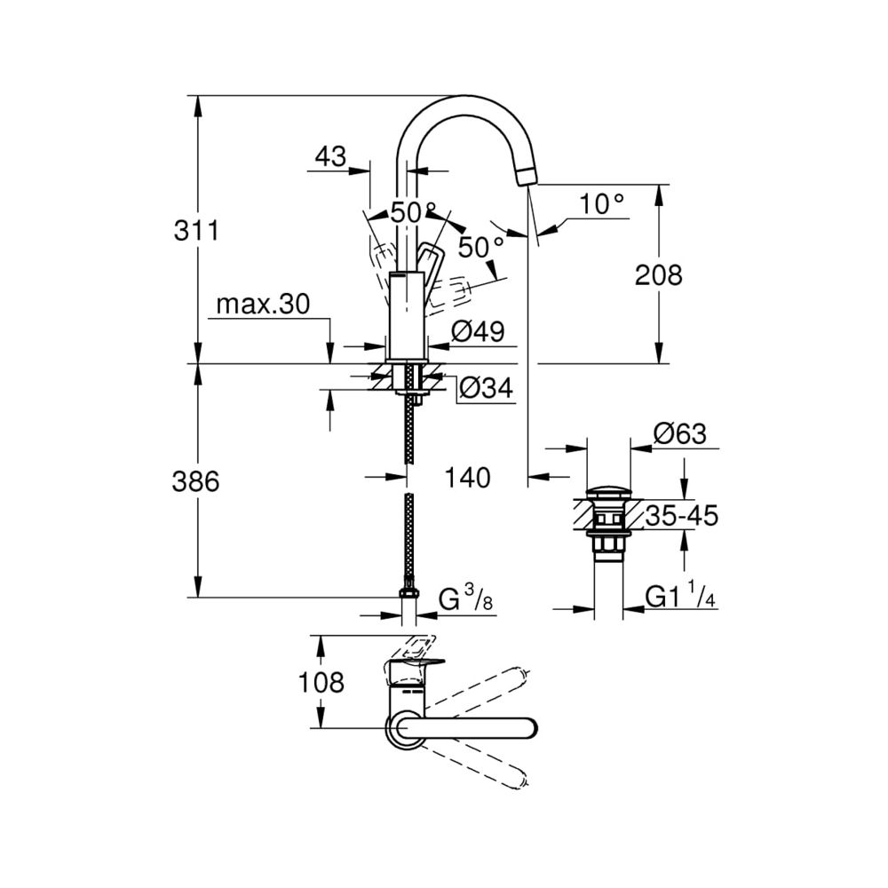 Grohe BauLoop Einhand-Waschtischbatterie 1/2" L-Size chrom 23891001... GROHE-23891001 4005176554322 (Abb. 7)