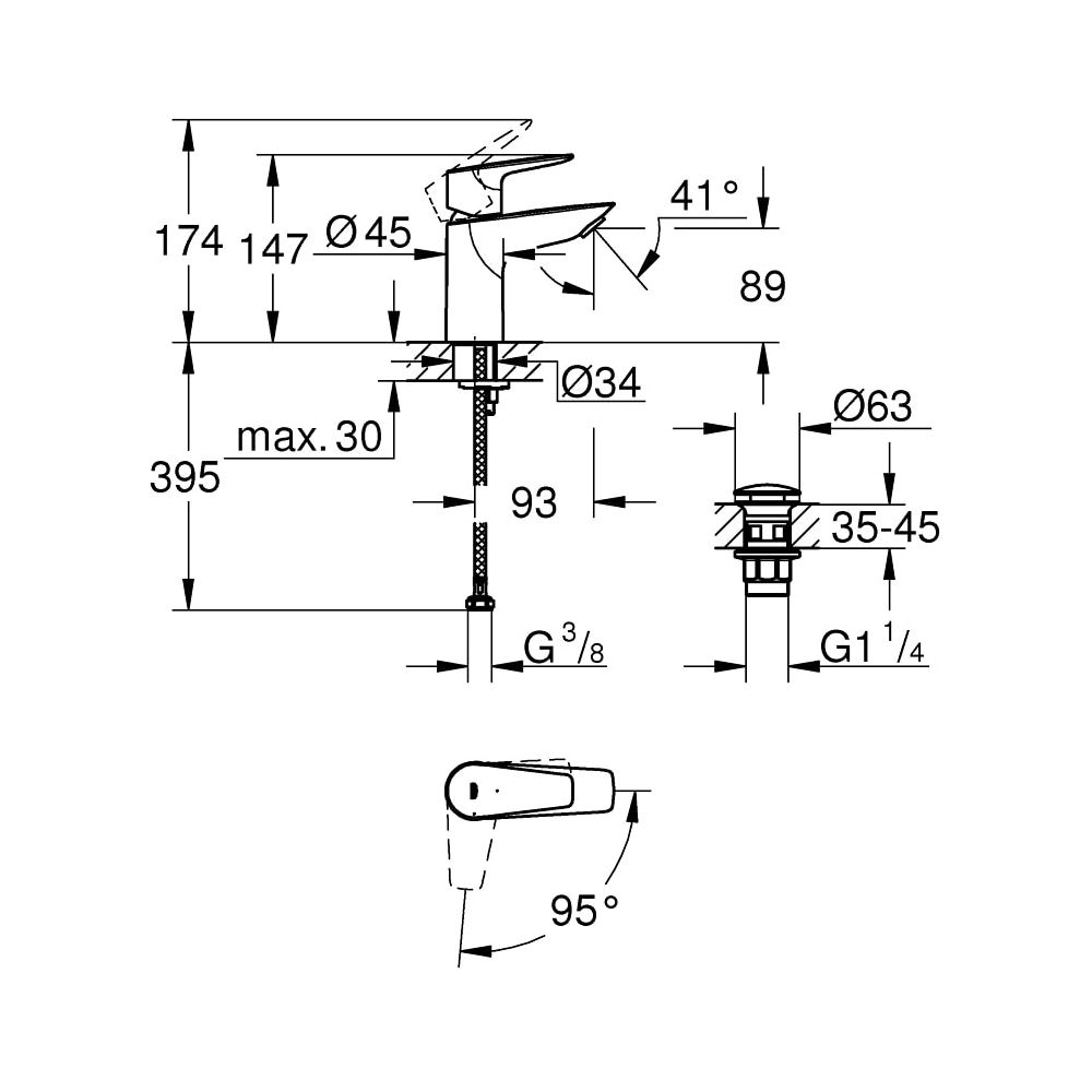 Grohe BauEdge Einhand-Waschtischbatterie 1/2" S-Size chrom 23899001... GROHE-23899001 4005176555022 (Abb. 2)