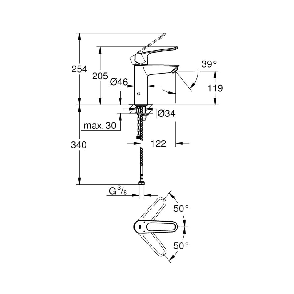 Grohe Eurosmart Einhand-Waschtischbatterie 1/2" M-Size chrom 23987003... GROHE-23987003 4005176644344 (Abb. 6)